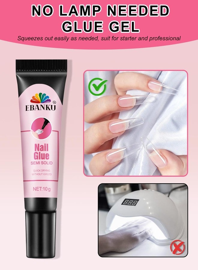 EBANKU 3PCS Quick Drying Solid Nail Glue for Press ons, EBANKU 30g Super Strong Glue Semi Solid Nail Gel Long Lasting Gel (No UV Lamp Needed) - Image 2